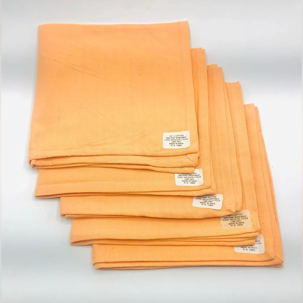5 Orange Salmon 100% Cotton Cloth Dinner Napkins 17x17 Solid Woven Table Linens